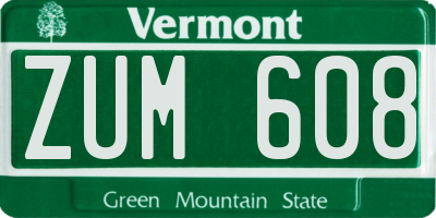 VT license plate ZUM608