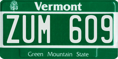 VT license plate ZUM609