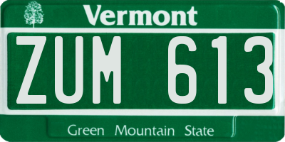 VT license plate ZUM613