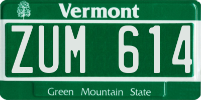 VT license plate ZUM614