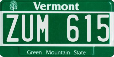 VT license plate ZUM615