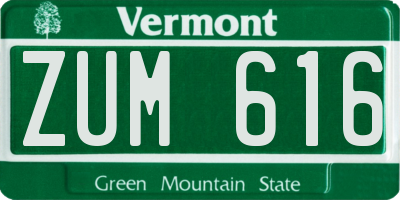 VT license plate ZUM616