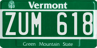 VT license plate ZUM618
