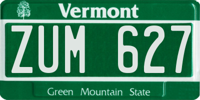 VT license plate ZUM627