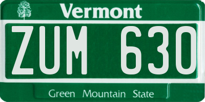 VT license plate ZUM630