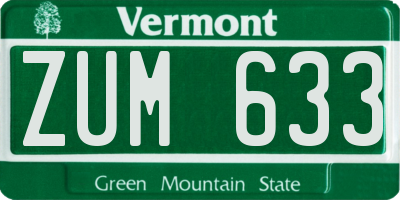 VT license plate ZUM633