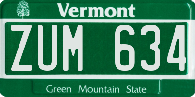 VT license plate ZUM634