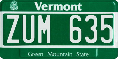 VT license plate ZUM635