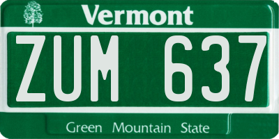 VT license plate ZUM637
