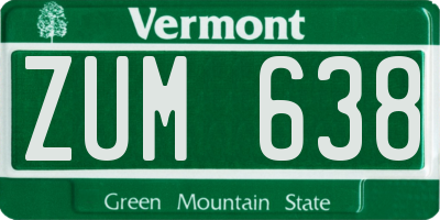 VT license plate ZUM638