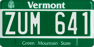 VT license plate ZUM641
