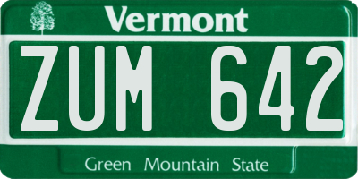 VT license plate ZUM642