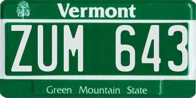 VT license plate ZUM643