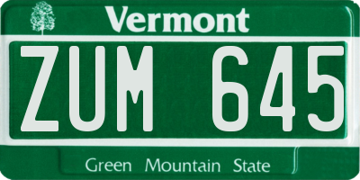 VT license plate ZUM645