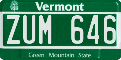 VT license plate ZUM646