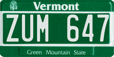 VT license plate ZUM647