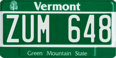 VT license plate ZUM648