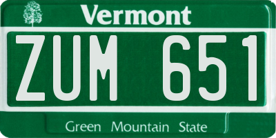 VT license plate ZUM651