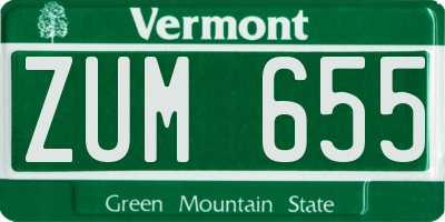 VT license plate ZUM655