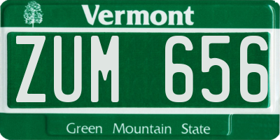 VT license plate ZUM656