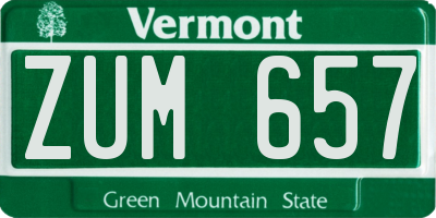 VT license plate ZUM657