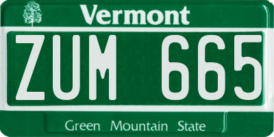 VT license plate ZUM665