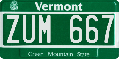 VT license plate ZUM667