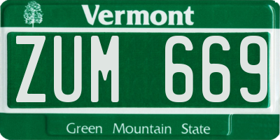 VT license plate ZUM669