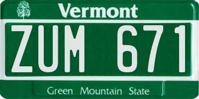 VT license plate ZUM671