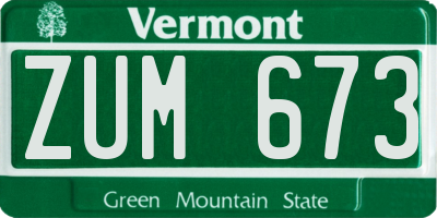 VT license plate ZUM673