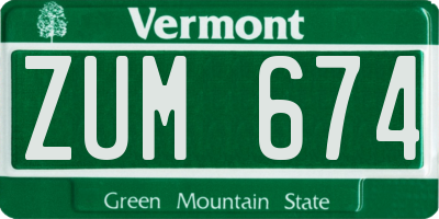 VT license plate ZUM674