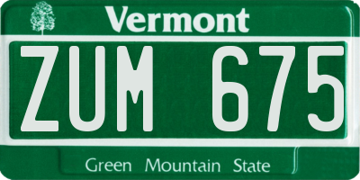 VT license plate ZUM675