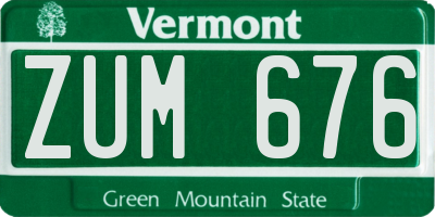VT license plate ZUM676