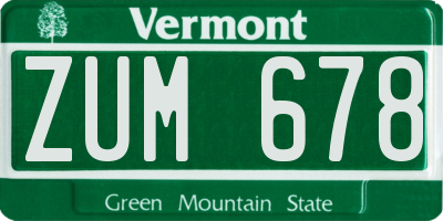 VT license plate ZUM678