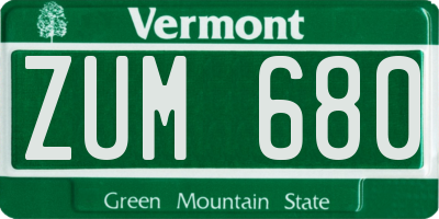 VT license plate ZUM680