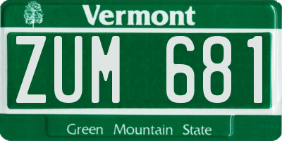 VT license plate ZUM681
