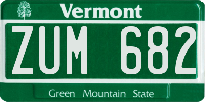VT license plate ZUM682