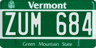 VT license plate ZUM684
