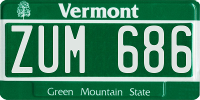 VT license plate ZUM686