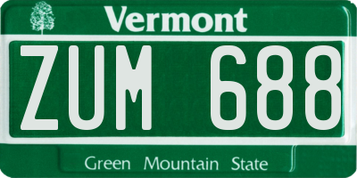 VT license plate ZUM688