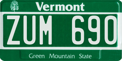 VT license plate ZUM690
