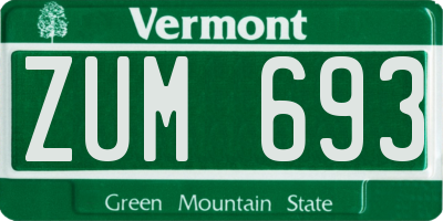 VT license plate ZUM693