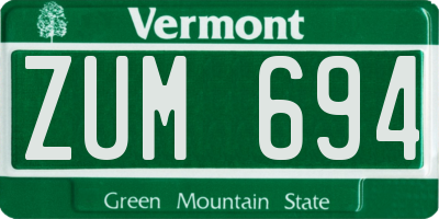 VT license plate ZUM694