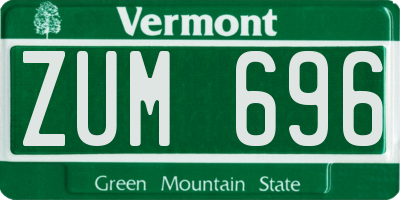 VT license plate ZUM696