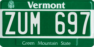 VT license plate ZUM697