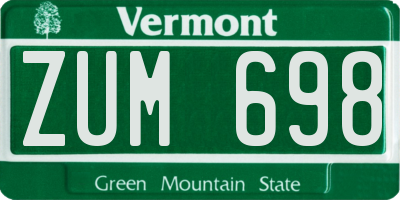 VT license plate ZUM698