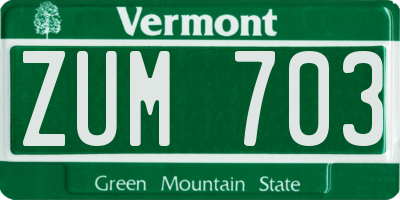VT license plate ZUM703