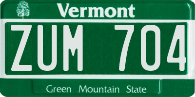 VT license plate ZUM704