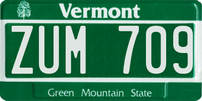 VT license plate ZUM709