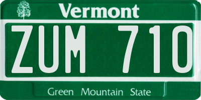 VT license plate ZUM710